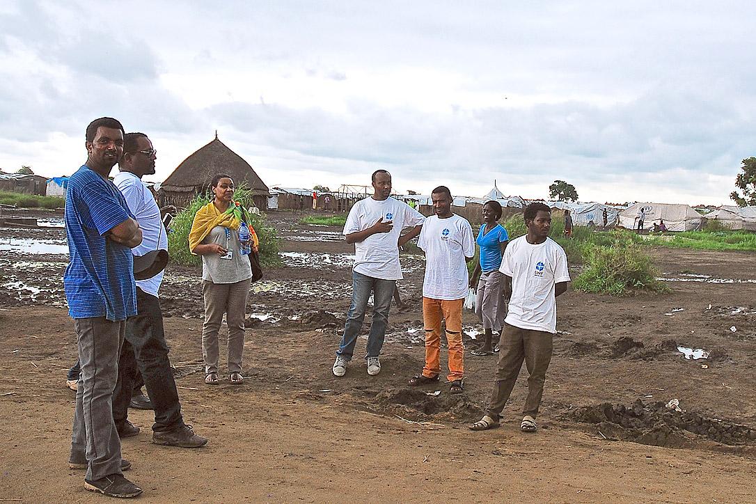LWF team in the Gambella, Ethiopia, refugee camp. Photo: LWF/DWS Ethiopia