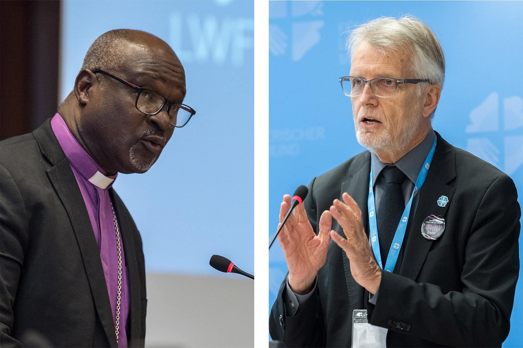 Composite photo. LWF President Musa and General Secretary Junge call churches to confront injustice and inequalities in times of pandemic. Photos: LWF/Albin Hillert 