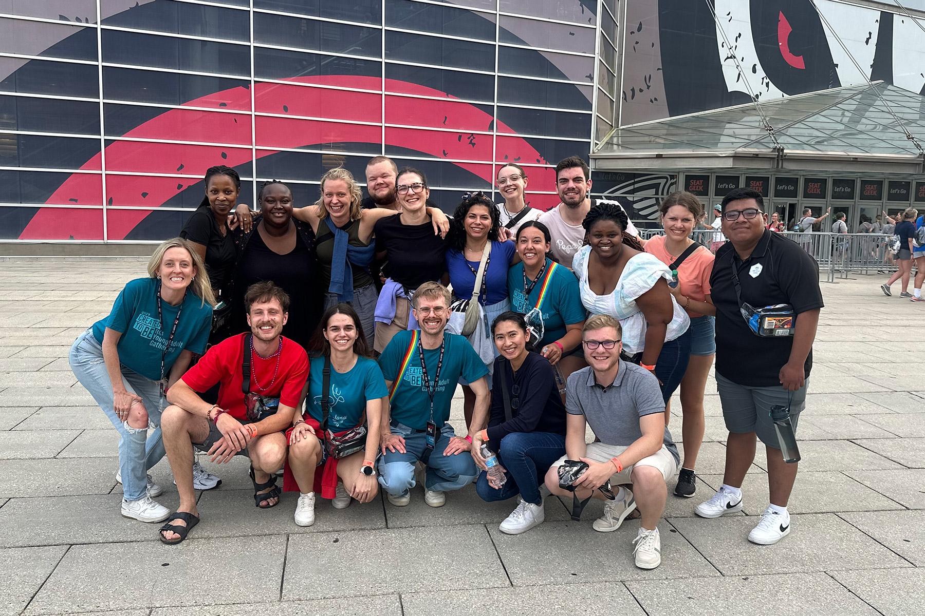 The LWF delegation outside the New Orleans arena where the ELCA Youth Gathering took place. Photo: LWF