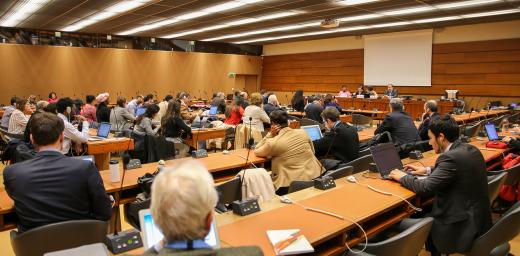Attendees at a side event at the United Nations in Geneva on using the Universal Periodic Review as an instrument for peace building rooted in human rights in Colombia. Photo: Peter Kenny