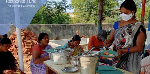 With the LWF Rapid Response Fund, 35 women living in poverty in the UELCI member church areas have regained their livelihoods. A tiffin owner serves lunch. UELCI