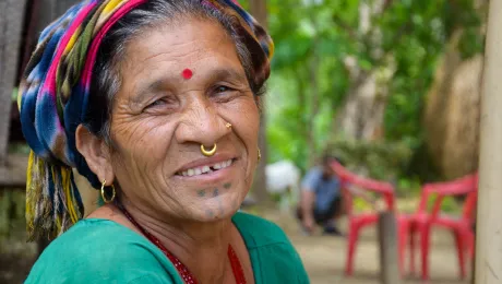 Jaisara improved her nutrition and her family’s situation by learning to raise chicken. Photo: LWF/ D. Lamsal