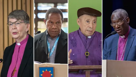 In this montage are Lutheran leaders, from left to right: LWF Vice-President Bishop Kristina Kühnbaum-Schmidt (Germany), Bishop Dr Jack Urame (Papua New Guinea), Bishop Medardo E. Gómez Soto (El Salvador) and Bishop Dr Fredrick Onael Shoo (Tanzania). Photo: LWF