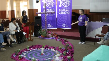 La Red de Mujeres durante un devocional en el marco del encuentro previo a la COL de las Américas. Foto: LWF/A. Weyermüller