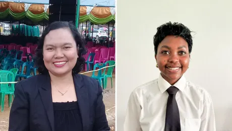 Theology graduates Donna Aritonang (Indonesia) and Rutendo Gora (South Africa).