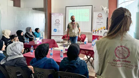 Workshop on water and sanitation in Aleppo, with LWF’s local partner GOPA-DERD. Photo: GOPA 