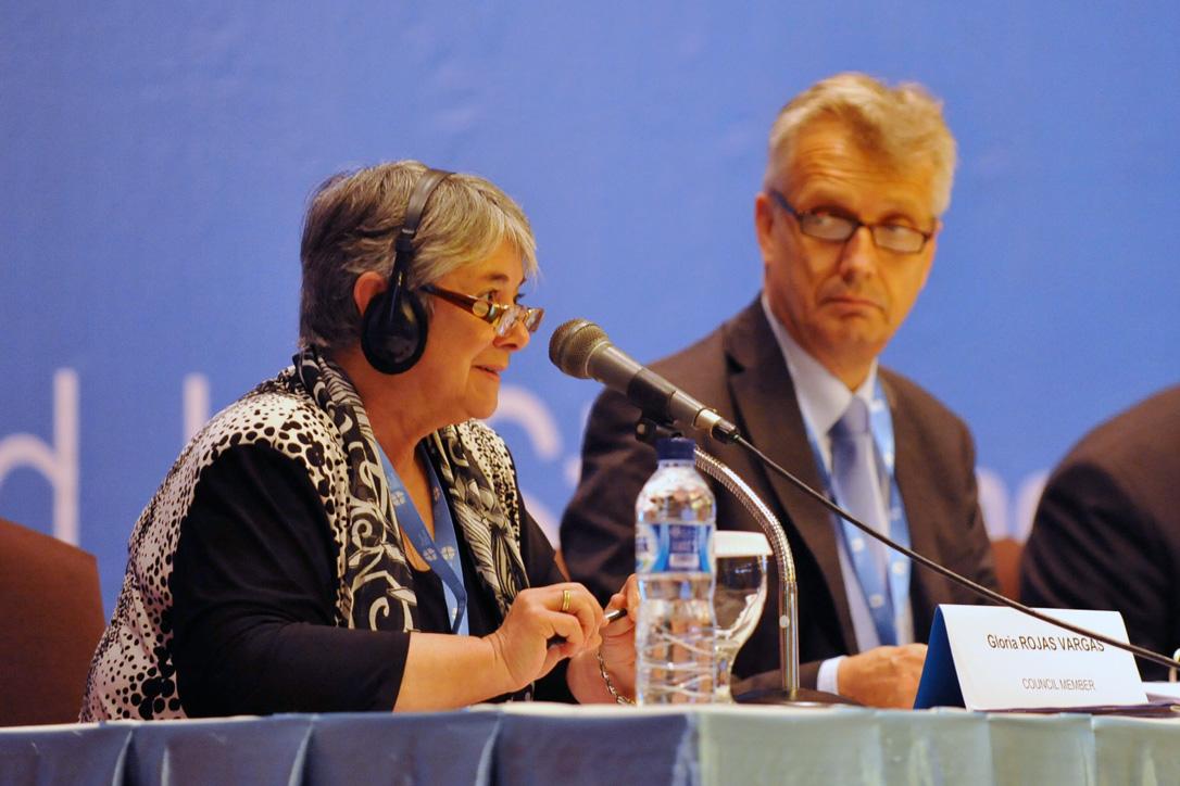 Rev. Dr. Gloria Rojas Vargas presenting the Assembly Planning Committee report. Photo: LWF/M. Renaux
