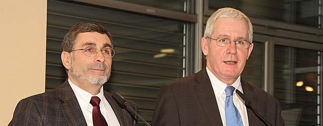 Rev. Laurent Schlumberger (right), president of the United Protestant Church of France, and Rev. JoÃ«l Dautheville (left), who until the merger with the Reformed, led the Evangelical Lutheran Church of France. Â© EPUDF-DC