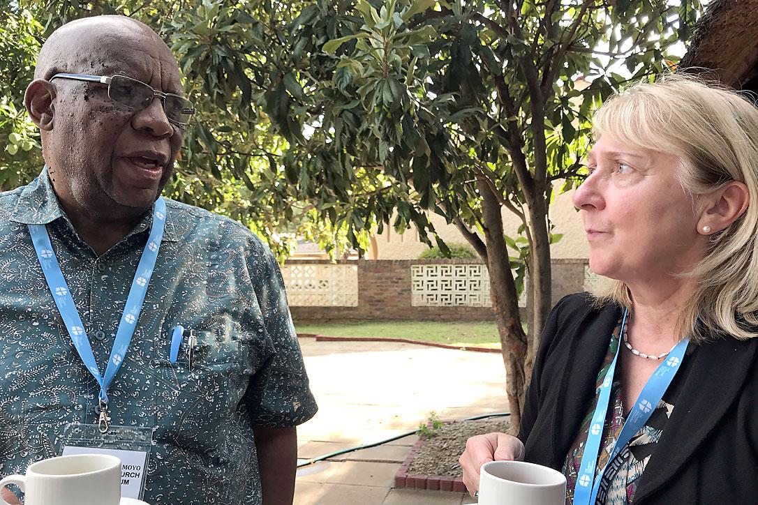 Bishop emeritus Ambrose Moyo, Zimbabwe and  Dr Martina Fischer, Bread for the World, Germany. Photo: LWF/I. Benesch