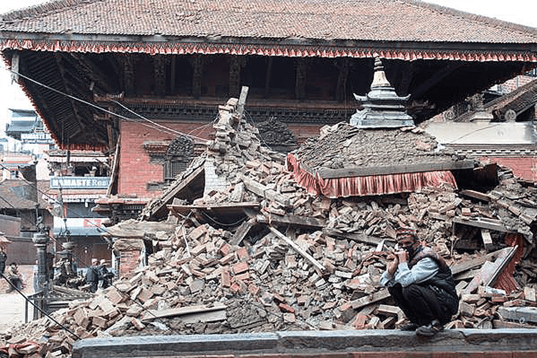 Earthquake destruction in Durbar Square in Bhaktapur, Nepal. Photo: LWF/C. KÃ¤stner