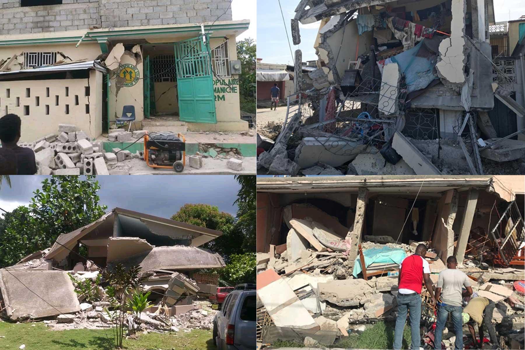 Häuser und andere Gebäude, die durch das Erdbeben der Stärke 7,2, das den Südwesten Haitis am 14. August erschütterte, zerstört wurden. Fotos: KORAL/MR Batismé