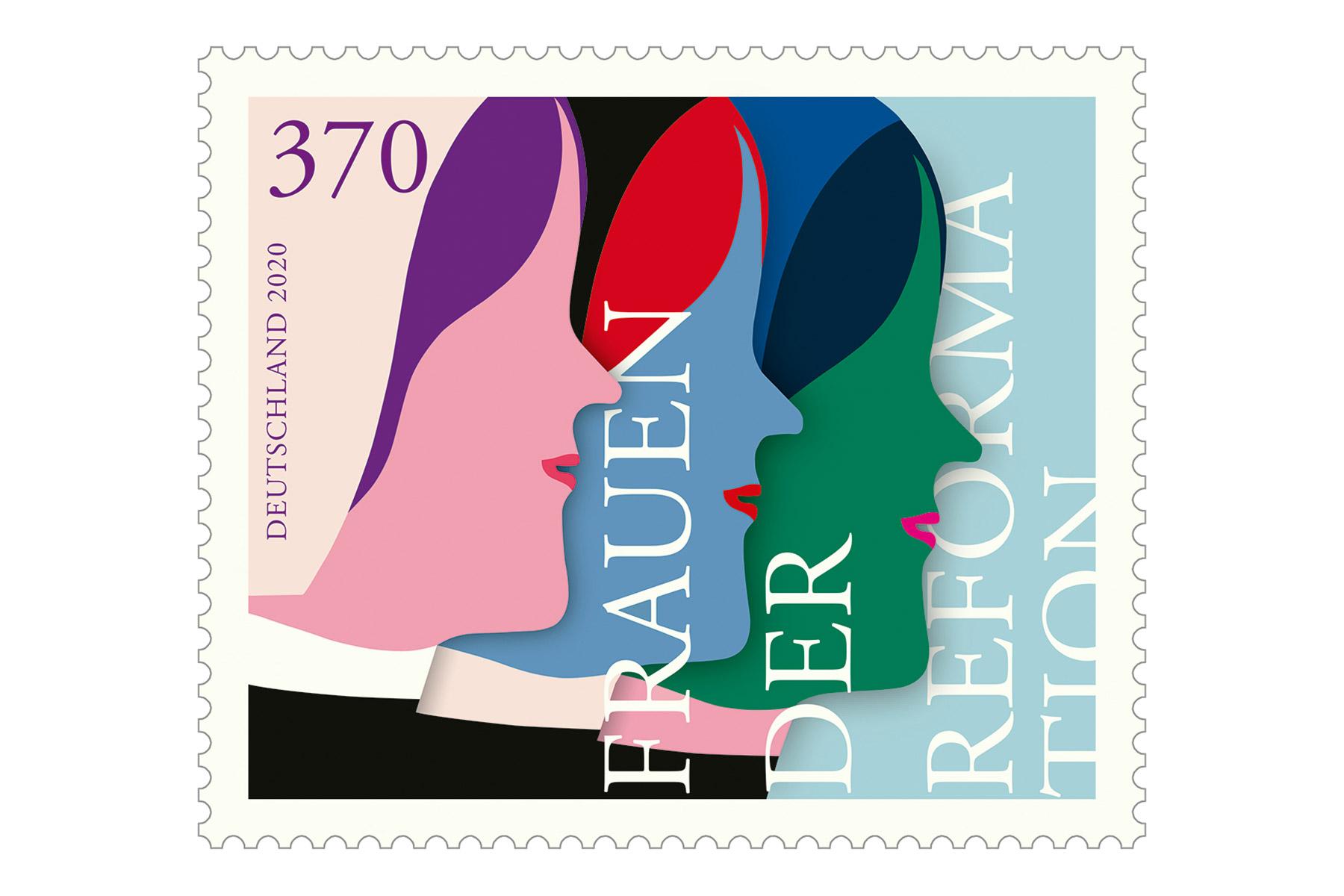 The âWomen of the Reformationâ commemorative stamp was designed by Susann Stefanizen and presented to the public in the Market Church in Hannover, Germany. Photo: Federal Ministry of Finance