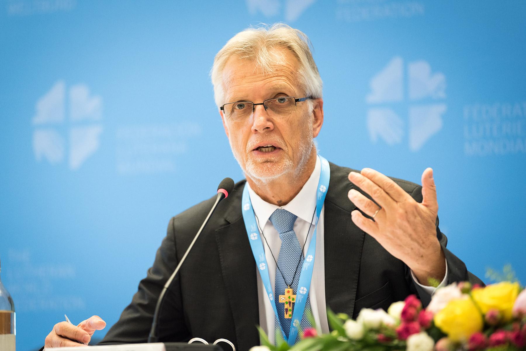 LWB-Generalsekretär Martin Junge spricht auf der Ratstagung 2018. Foto: LWB/Albin Hillert