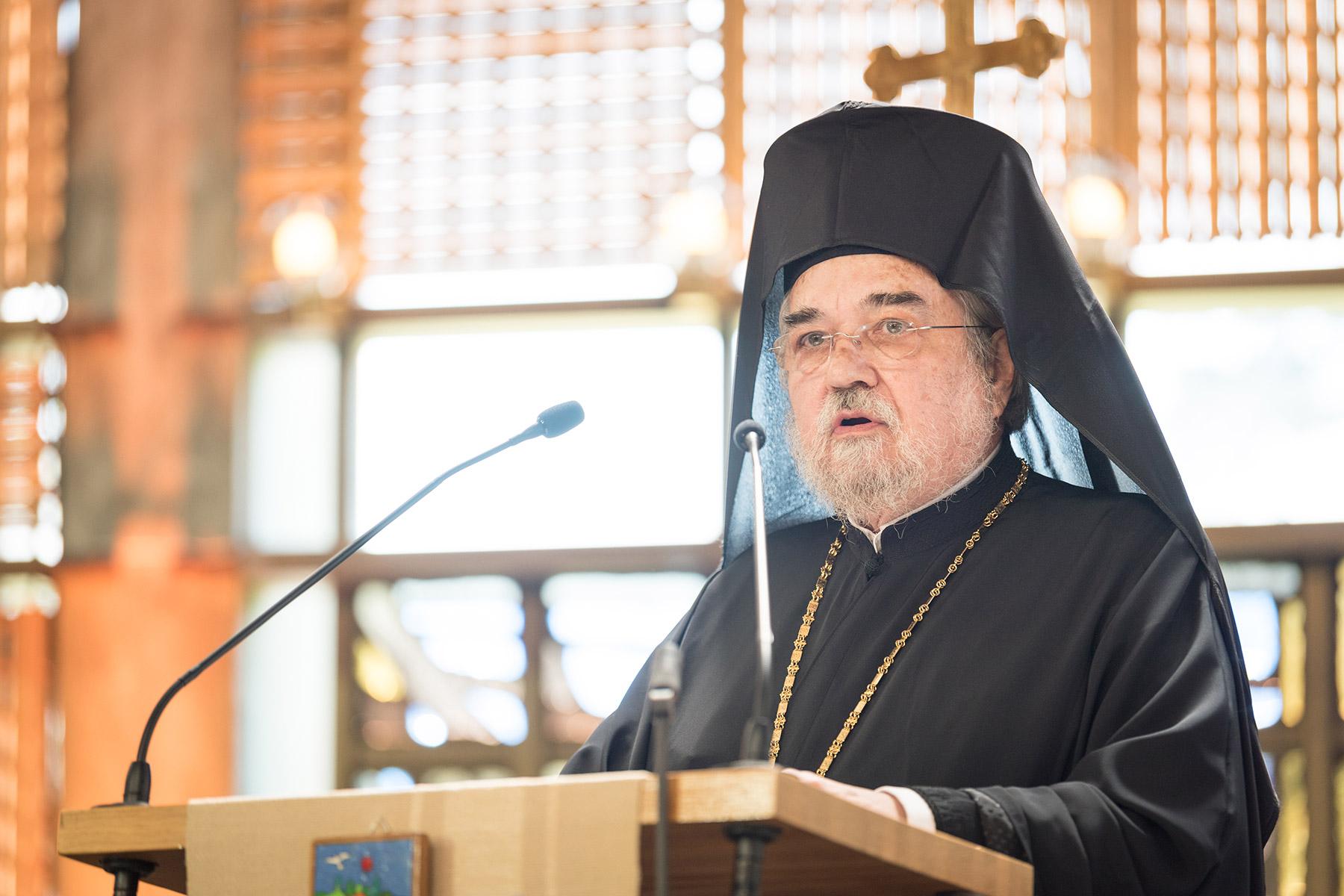 As Vice-Moderator of the WCC Central Committee, Metropolitan Gennadios spoke at an ecumenical prayer service during the 2018 visit of Pope Francis to the WCC. Photo: Albin Hillert/WCC