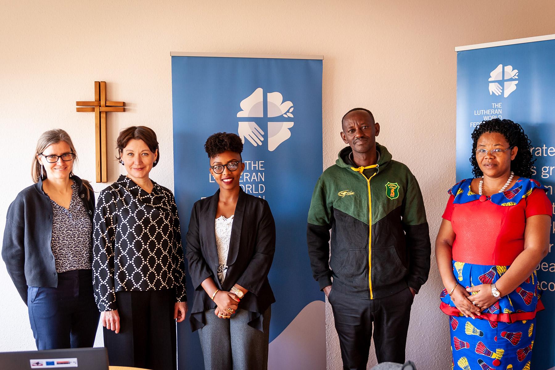 Eine Delegation des LWB Burundi bei einem Besuch im Ökumenischen Zentrum in Genf im Vorfeld des UPR-Prozesses.