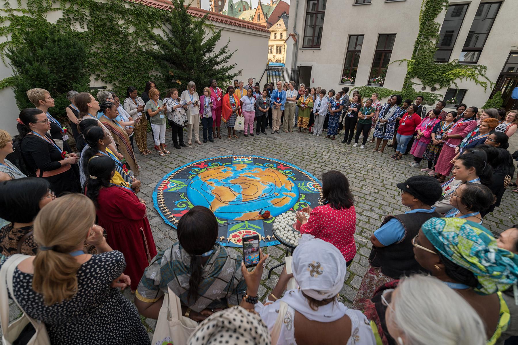 Evening prayer on the theme of gender-based violence at the Women's Pre-Assembly in Wroclaw, Poland, in September 2023. Photo: LWF/A. Hillert