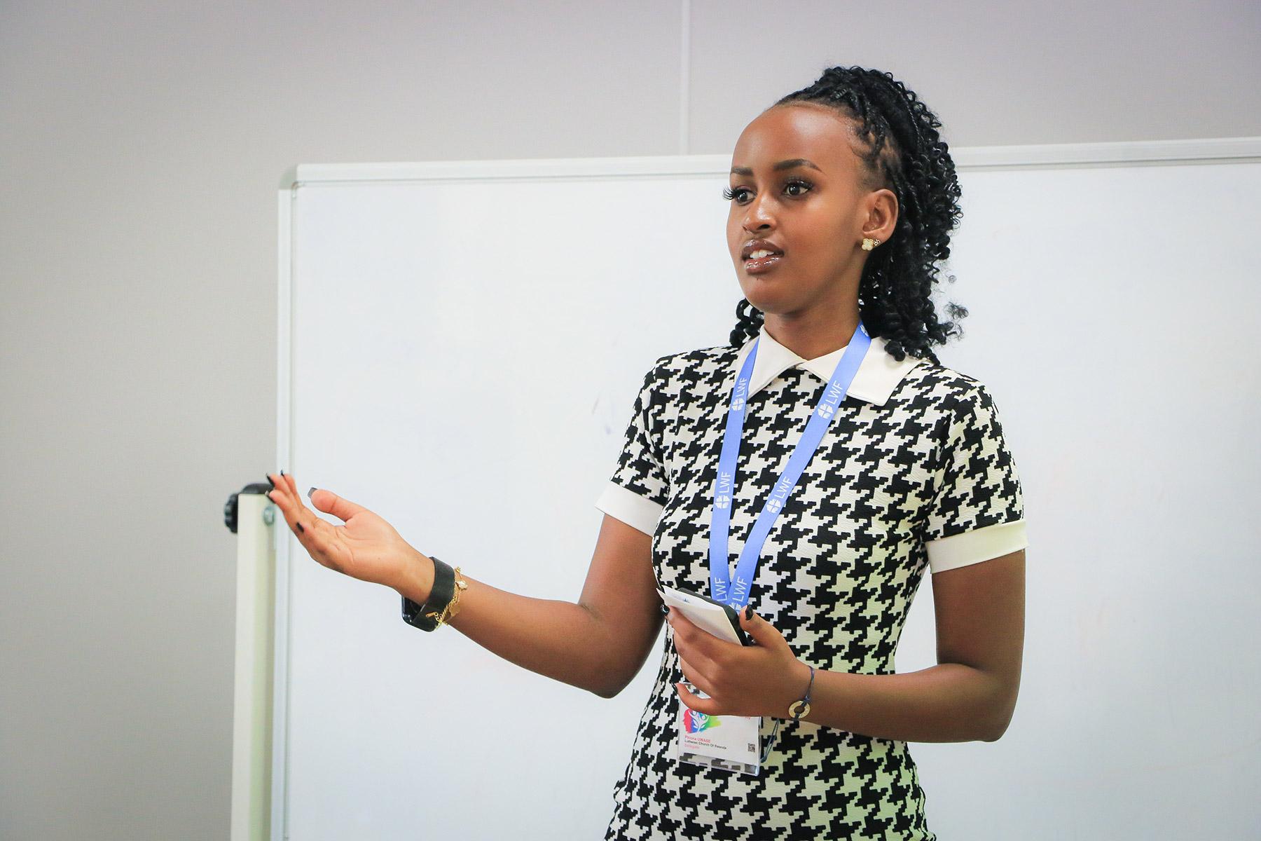 Phiona Uwase from the Lutheran Church of Rwanda, pictured at LWF’s Youth Pre-Assembly in Poland, was a scholarship holder for the 2023 training in theology, gender justice and leadership education. Photo: LWF/J.C. Valeriano