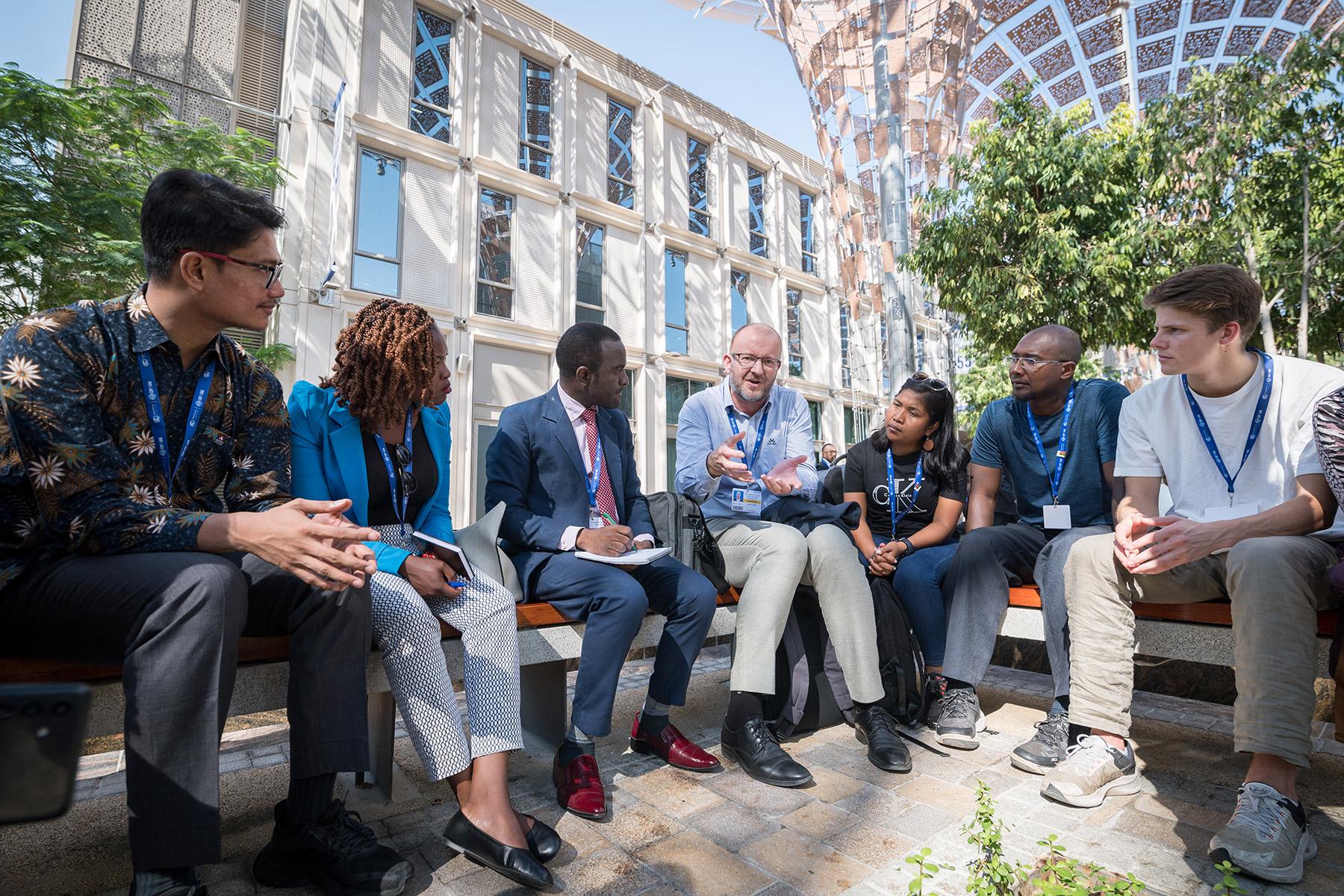 LWF delegates pictured at the United Nations climate summit COP28 in Dubai, United Arab Emirates. Photo: LWF/Albin Hillert