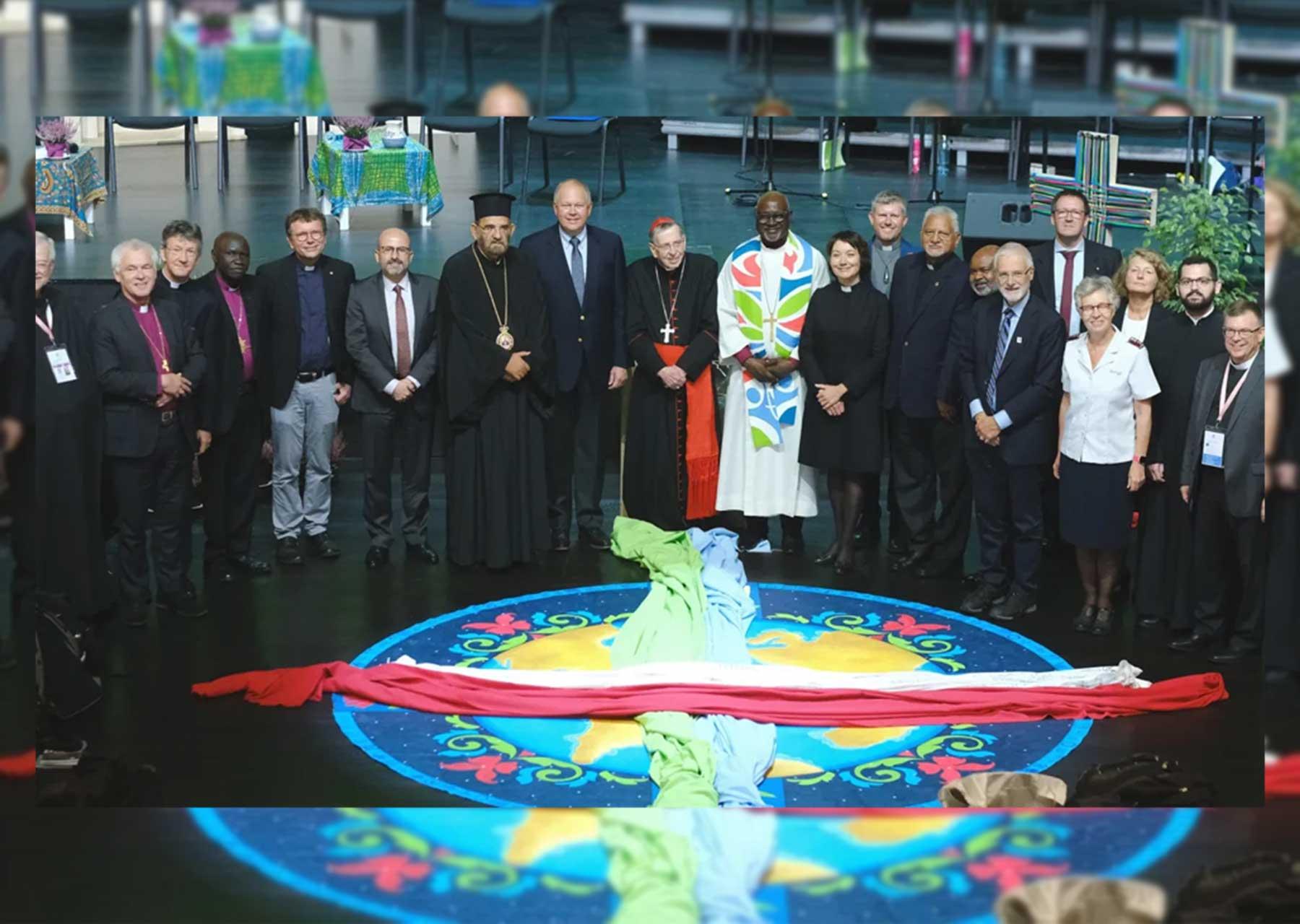 LWF leaders with the ecumenical guests taking part in a panel discussion on the closing day of the LWF Thirteenth Assembly in Krakow, Poland. Photo: LWF/M. Renaux