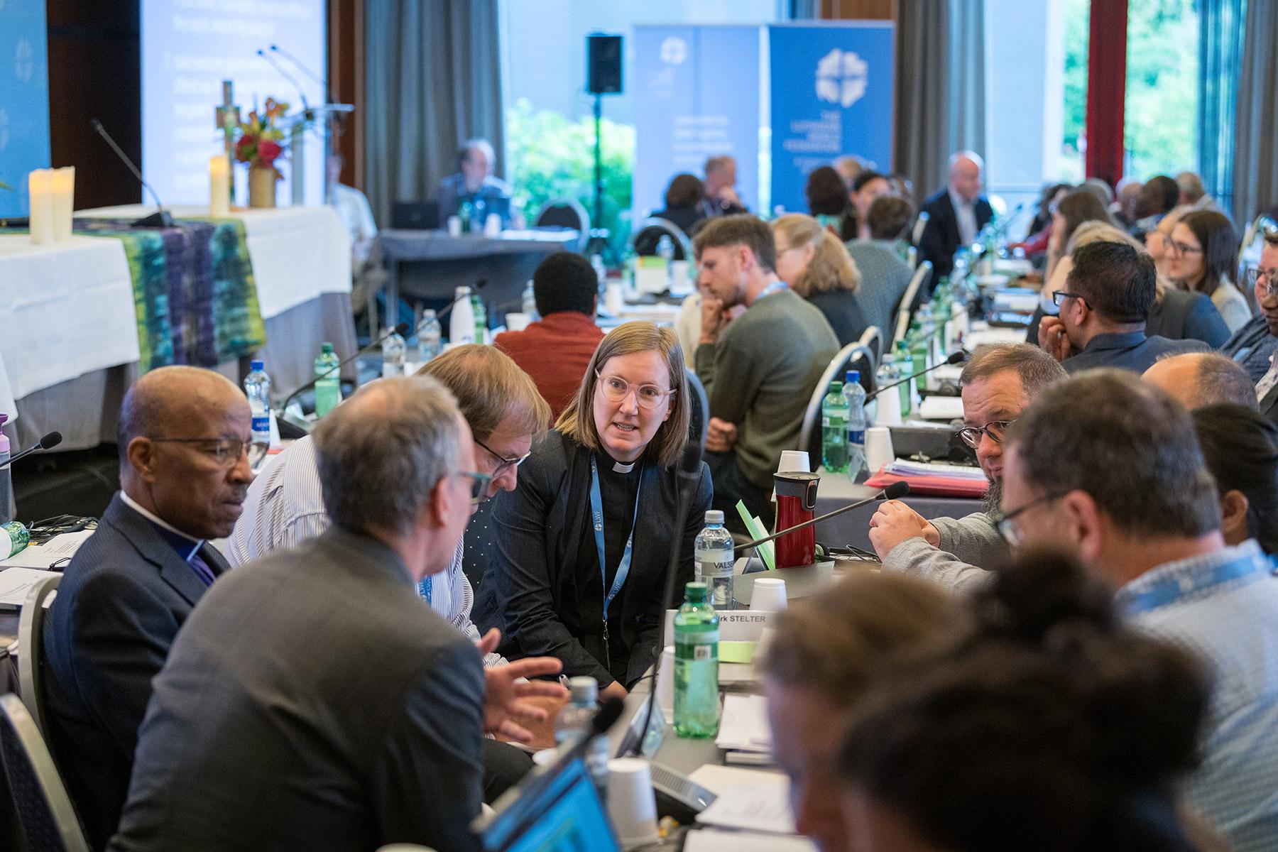 Council members during the June 2024 meeting near Geneva in Switzerland. The LWF governing body decisions included approval of various working groups to support the communion’s work. Photo: LWF/Albin Hillert