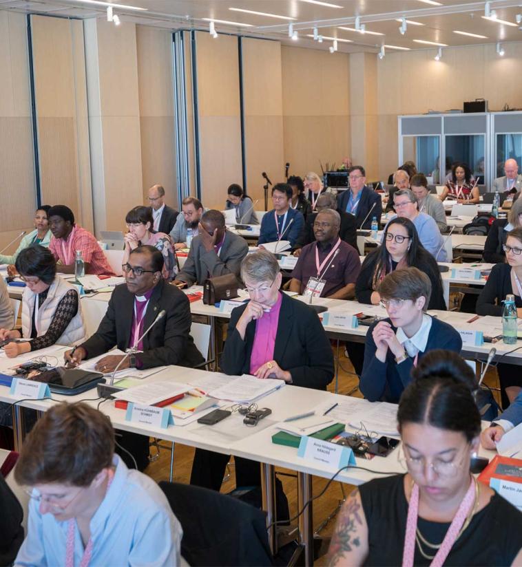 The newly LWF Council convened for their first session following the LWF Thirteenth Assembly, held in Krakow, Poland on September 2023. Photo: LWF/Albin Hillert