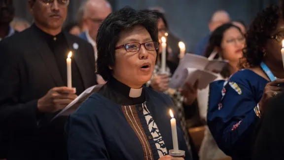 Gottesdienst anlässlich des 20. Jubiläums der gemeinsamen Erklärung zur Rechtfertigungslehre, im Juni 2019 in Genf. Die Liturgie dieses Gottesdienstes bildet auch die Grundlage für einen Reformationsgottesdienst in Stuttgart, an dem Vertreterinnen und Vertreter der fünf unterzeichnenden Kirchen teilnehmen. Foto: LWB/ A. Hillert