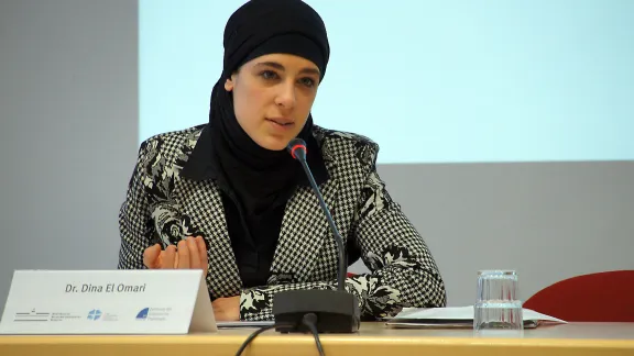 Dr. Dina El-Omari, Centre for Islamic Theology (ZIT) MÃ¼nster, gives a welcome address at the Christian-Muslim consultation 