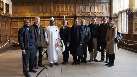 Participants of the Christian-Muslim consultation on public space in the âPeace Hallâ in MÃ¼nster, Germany, where the Peace of Westphalia treaties were signed after the Thirty Years War in Europe. Photo: Marion von Hagen