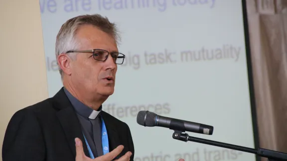 LWF General Secretary Rev. Martin Junge delivers his presentation during the Marangu anniversary conference on 20 May 2015. LWF/Tsion Alemayehu