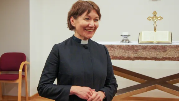 LWB-Generalsekretärin Anne Burghardt mit Bischof Jerzy Samiec von der Evangelisch-Augsburgischen Kirche in Polen. Foto: Michal Karski