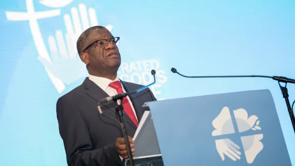 Keynote speech at the LWF Twelfth Assembly by Congolese surgeon Dr Denis Mukwege. Photo: LWF/Albin Hillert