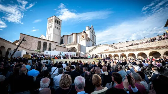 LWF General Secretary Rev. Dr Martin Junge attended the World Day of Prayer for Peace, in Assisi, Italy. Only by relinquishing their greed and perceived freedom to expoit natural resources at will would human beings secure the future of life, he said. Photo: Catholic Community of SantâEgidio