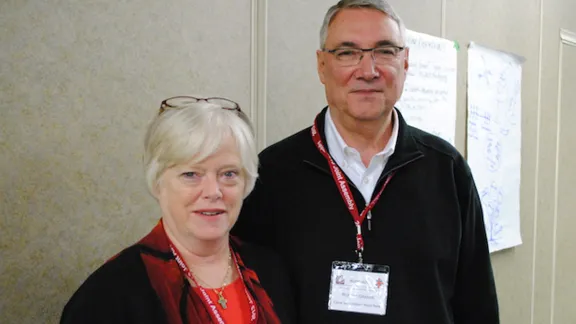 PWRDF director Adele Finney and CLWR director Robert Granke at Canada's National Church Council. Photo: André Forget