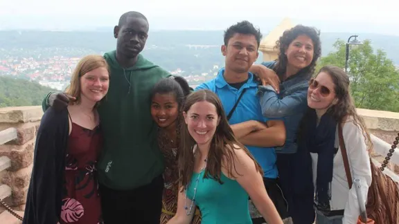 Christine Shander, front, and fellow young reformers. Of Workshop Wittenberg, she says: We have gone from being strangers to sharing our personal faith journeys. Photo: GYRN