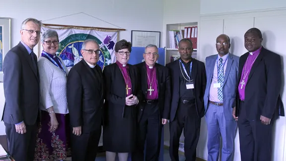 Participants of the signing ceremony between EECMY â DASSC and ELCA Global Mission to resume cooperation on ongoing projects in the field of Diakonia. Photo: LWF/S. Gallay