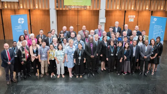 The LWF Council members. The President, the Chairperson of the Finance Committee, and 48 members from LWF member churches in seven regions. 28 June 2018, Geneva, Switzerland. Photo: Albin Hillert/LWF