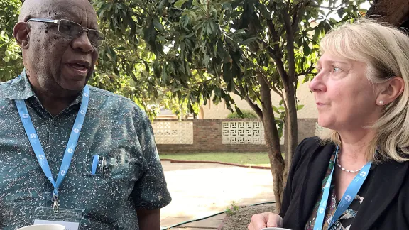 Bishop emeritus Ambrose Moyo, Zimbabwe and  Dr Martina Fischer, Bread for the World, Germany. Photo: LWF/I. Benesch