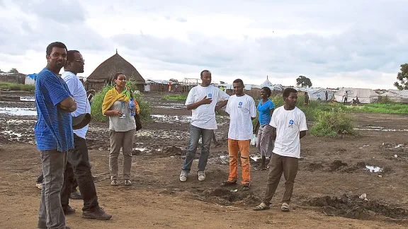 LWF team in the Gambella, Ethiopia, refugee camp. Photo: LWF/DWS Ethiopia