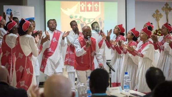 A vibrant performance by the Yetsedik Tsehay choir of the Ethiopian Evangelical Church Mekane Yesus set the stage, as the consultation âWe believe in the Holy Spirit: Global Perspectives on Lutheran Identities'Â  opened. Photo: LWF/Albin Hillert