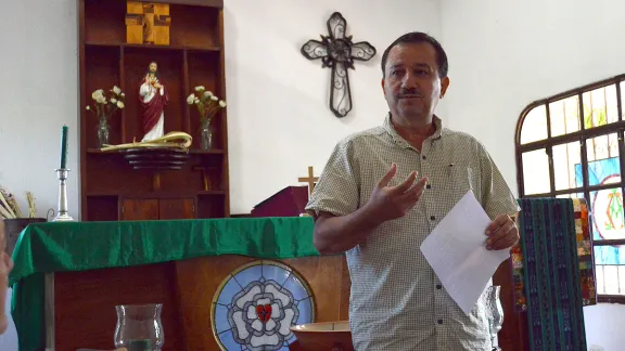 President Rev. JosÃ© Pilar Cabrera of the LWF member church ILUGUA, which also belongs to the Communion of Lutheran Churches in Guatemala. Photo: ILUGUA 