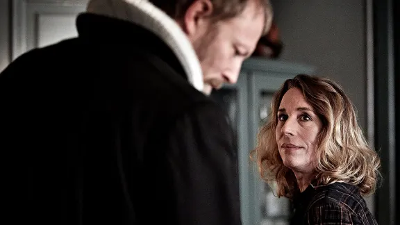 Herrens Veje is a Danish drama about the many facets of faith and meaning. Johannes Krogh (Lars Mikkelsen) is a dean in the church and a main character in the series. Elisabeth Krogh (Ann Eleonora JÃ¸rgensen) is his wife. Photo: DR1/Tina Harden