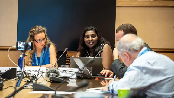 LWF Youth secretary Ms Pranita Biswasi, addressing the side-event on a human rightsâ perspective in climate action processes at the UN Office in Geneva. Photo: LWF/F. Wilches