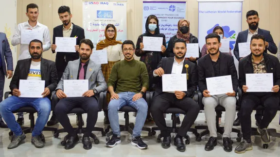 A group of students graduating from the SYB training in coordination with Thiqa bank in Duhok, Iraq. All photos: LWF/Iraq