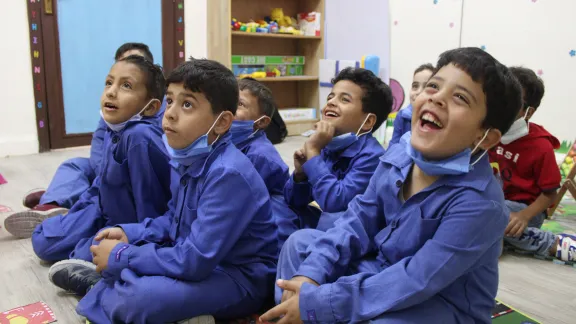 Students enjoy the multi-purpose-room at Othman Bin Affan Primary School for Boys in Zarqa. Photos: LWF/ A. Alsamra