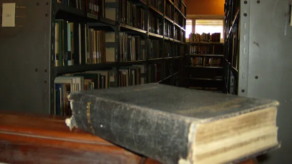 Books from the library formerly housed at the Evangelical Institute of Higher Theological Studies (ISEDET) which closed in 2016. Photo: ISEDET Library Archive