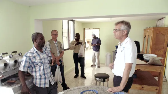 Rev. Martin Junge visiting one of LWF/DWS Haiti projects. Photo: LWF/DWS Haiti