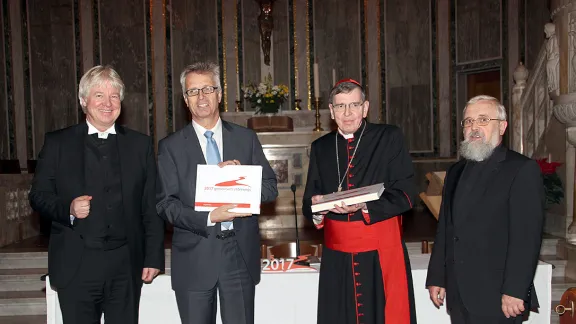 (Left to right) Bishop Dr Karl-Hinrich Manzke, LWF General Secretary Rev. Martin Junge, Kurt Cardinal Koch and Bishop Dr Gerhard Feige at the presentation of the results of the internet project â2017 â Together on the Wayâ in Rome. Photo: LWF-GNC/F. HÃ¼bner