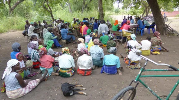 Community consultation in Mozambique prior to UN human rights investigations. Photo: LWF/ S. Oftadeh