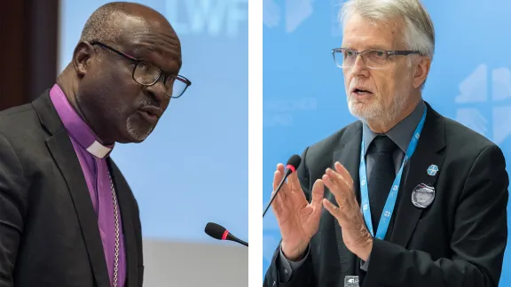 Composite photo. LWF President Musa and General Secretary Junge call churches to confront injustice and inequalities in times of pandemic. Photos: LWF/Albin Hillert 