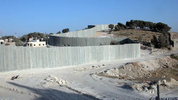 A section of the Separation Wall snakes through the area of Abu Dis outside of East Jerusalem. Photo: LWF/DWS Jerusalem/Margit Christenson